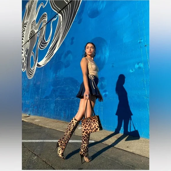 Y2K HTF Rare Blumarine Leopard Print Pony Hair Stiletto Boots - Picture 5 of 6